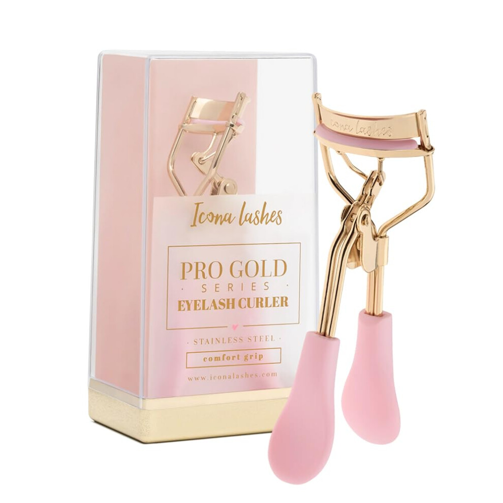 Icona Lashes Gold Eyelash Curler - 24K -Plated Stainless Steel Precision Eye Lash Curler For Lush Luxurious Lashes - Silicone Eyelash Curler Pads Er