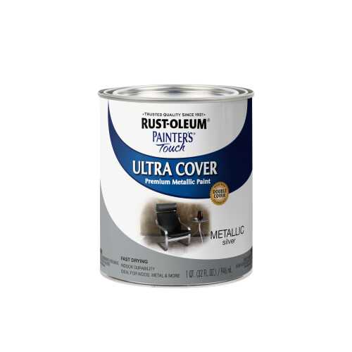 Rust-Oleum Rust-Oleum 254100 Touch's Touch's Touch Latex Paint Quart Metallic Silver Pack di 1