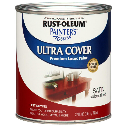 Rust-Oleum Rust-Oleum 267333 Painter's Touch Latexfarbe, Quart, Satin Kolonialrot, 1 Quart (Packung mit 1)