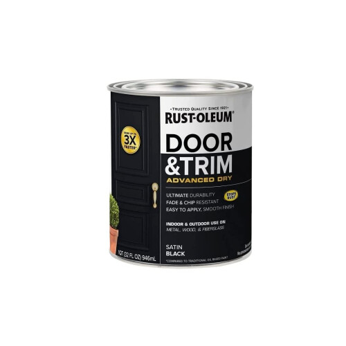 Rust-Oleum Rust-Oleum 369383 Advanced Dry Tür- & Rahmenfarbe, Quart, Satin Schwarz