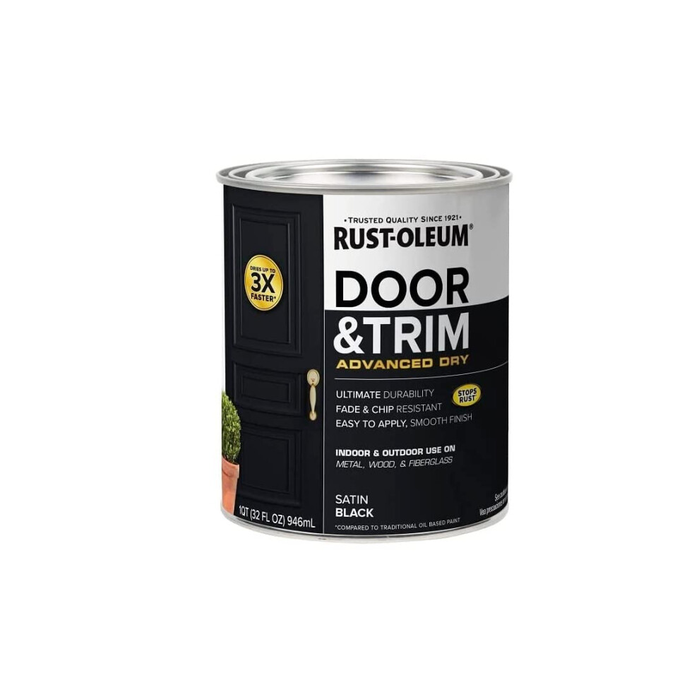 Rust-Oleum 369383 Advanced Dry Door & Trim Paint  Quart  Satin Black