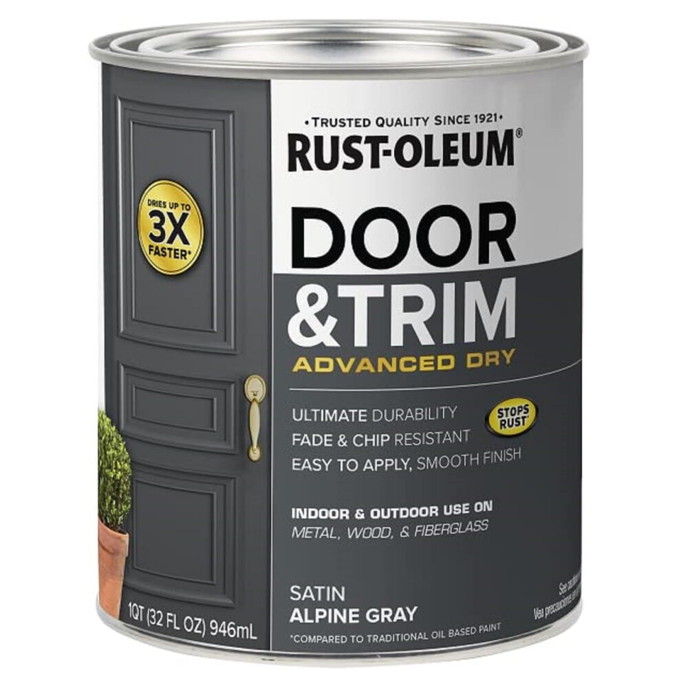 Rust-Oleum 369387 Advanced Dry Door & Trim Paint  Quart  Satin Alpine Gray
