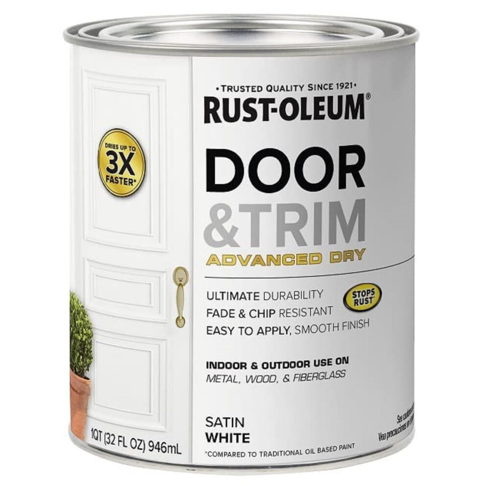 Rust-Oleum 369384 Advanced Dry Door & Trim Paint  Quart  Satin White