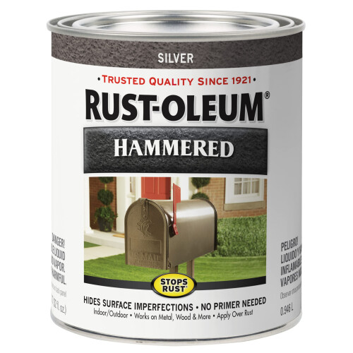 Rust-Oleum Rust-Oleum 7213502 Stops Rust Hammered Finish Farbe, Quart, Silber, 32 Fl Oz (Packung von 1)