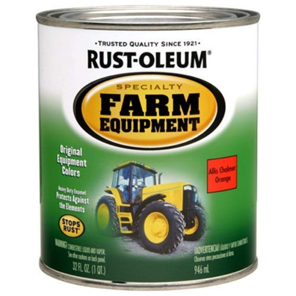 Rust-Oleum 7458502 Specialty Farm Equipment Brush On Paint  Quart  Allis Chalmers Orange