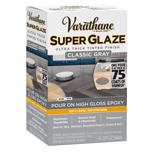 Varathane 363903 Super Glaze Pour-On High Gloss Epoxy Quart Classic Grey 2