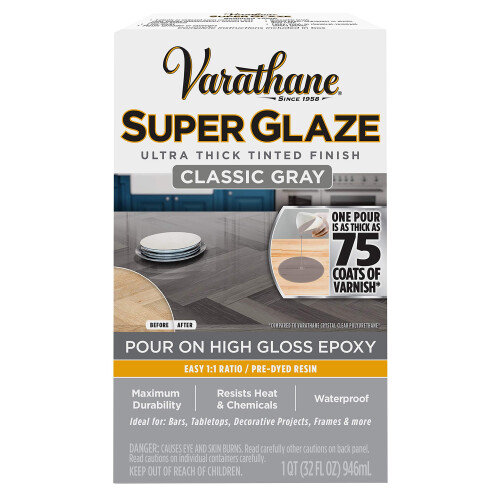 Varathane 363903 Super Glaze Pour-On High Gloss Epoxy Quart Classic Grey