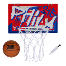 Franklin Sports NBA Philadelphia 76ers Over The Door Basketball Hoop - Kids Indoor Basketball Hoop with Mini Basketball - NBA Fan Shop Mini Hoop for B