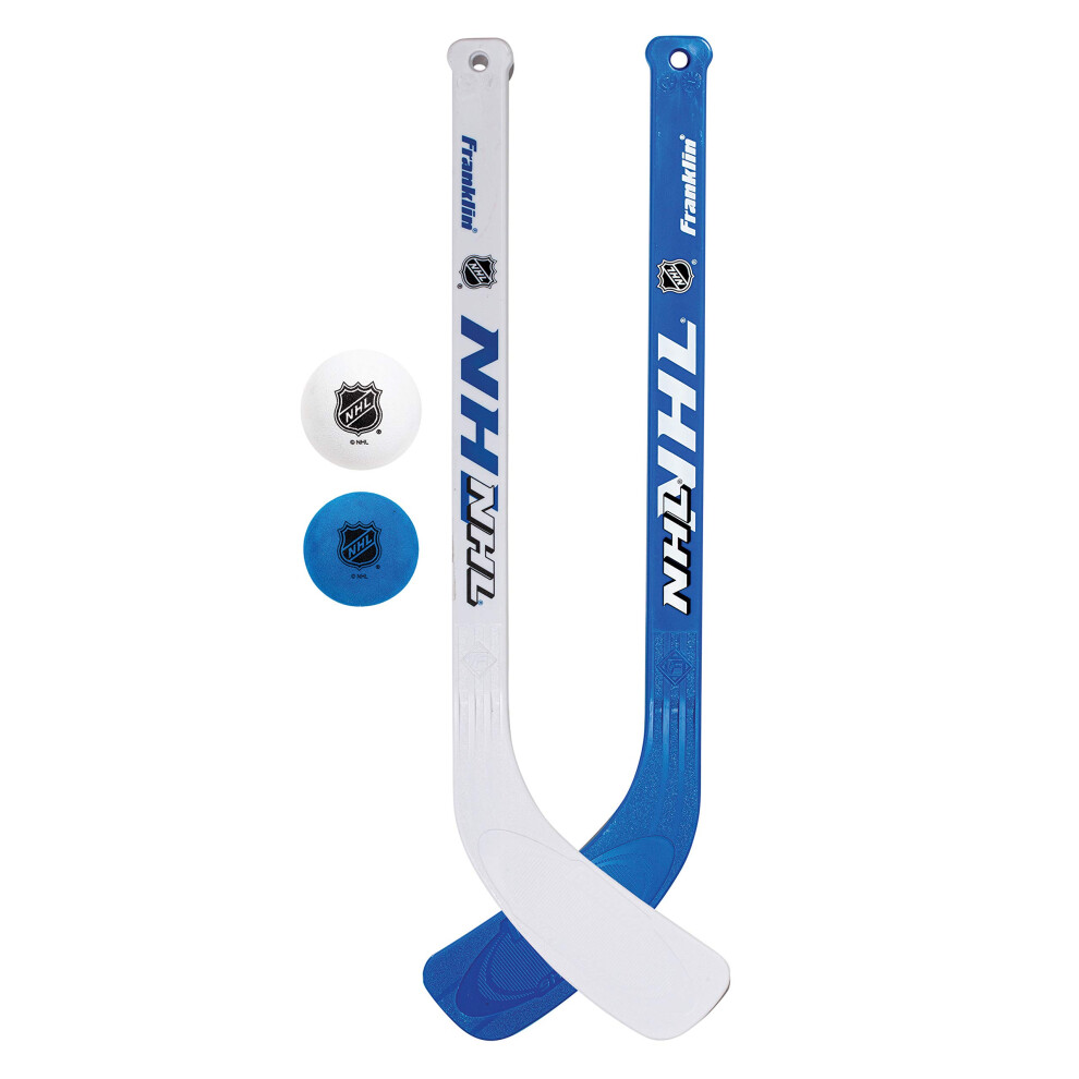 Franklin Sports NHL Mini Hockey Stick and Ball Set - Kids Indoor Knee Hockey Game Set - Includes 2 Mini Sticks and 2 Foam Balls