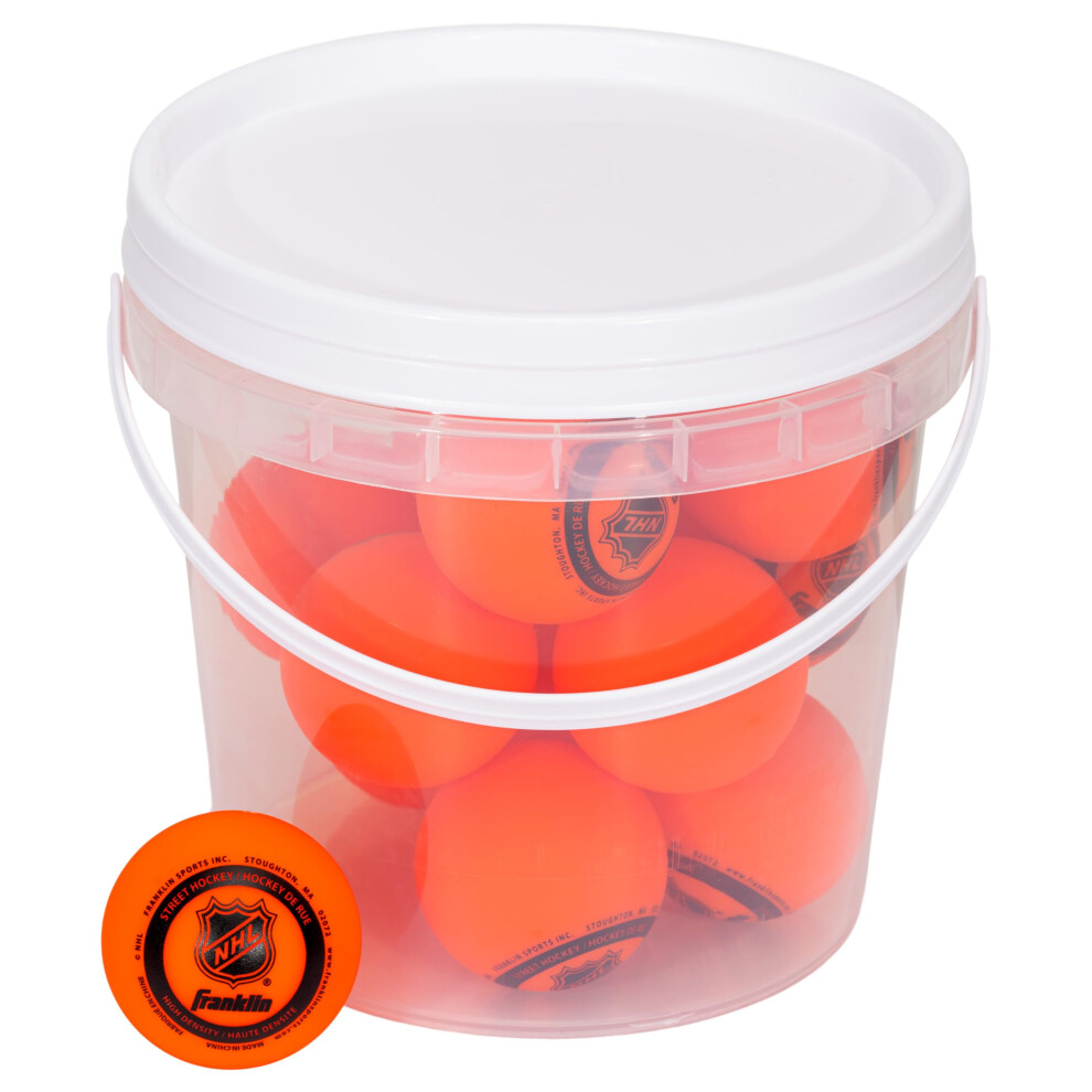 Franklin Sports NHL Mini Street Hockey Balls - No Bounce Outdoor Street + Roller Hockey Balls - Mini Size 1.96"""" Inch Hockey Balls - 15 Pack - Or