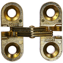SOSS - 100CUS4 Mortise Mount Invisible Hinges with 4 Holes Zinc Satin Brass Finish 1"""" Leaf Height 3/8"""" Leaf Width 15/32"""" Leaf Thickness 5 x