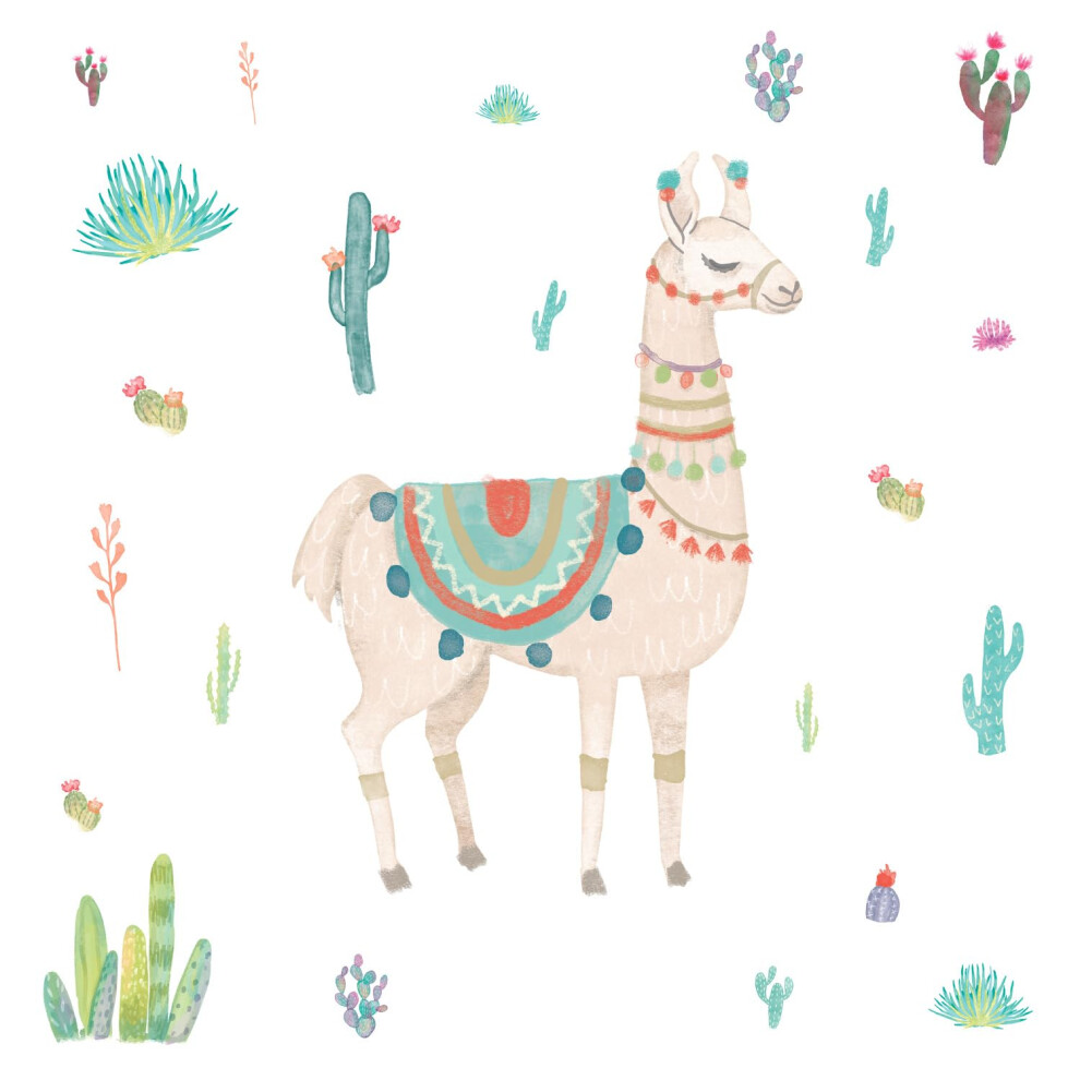 Rmk3839gm Watercolor Llama Peel And Stick Giant Wall Decals Roommates