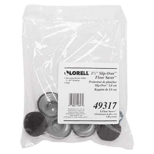 Lorell 1 1/2 Alunecare peste podea Savers LLR49317 Pachet de 8 gri 2