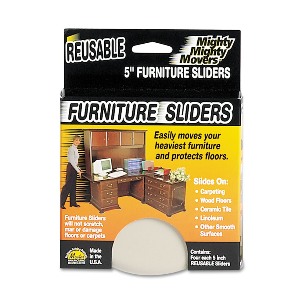 Master Caster 87007 Mighty Mighty Movers Reusable Furniture Sliders Round 5-Inch Dia. Beige 4/Pack 034238870074