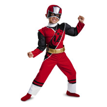 Power Rangers Ninja Steel Kinder Muskelkostüm, Rot, Mittel (3T-4T)