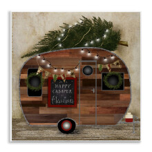 Stupell Home D? Cor Happy Camper bei Weihnacht Wand Plakette Kunst 12 x 0,5 x 12 stolz in den USA hergestellt