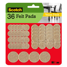 Scotch Fells Pads Files Filling Filling Pads zum Schutz von Hartholzbden Beige Multi-Pack 16-3/4 Zoll 16-1 Zoll 4-1,5 Zoll Runde 36 Pads Gesamt