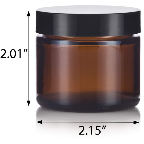 2 oz / 60 ml Amber Glass Jar with Black Foam Lined Lids (12 Pack) 1