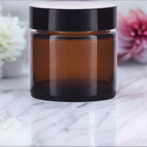 2 oz / 60 ml Amber Glass Jar with Black Foam Lined Lids (12 Pack) 2