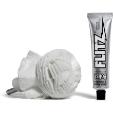 Flitz Buff Ball mit 1,76oz Metallpolitur Paste - 3in Bohrpufferpolierer -Befestigung fr jeden 3/8 -Zoll -Bohrer - selbstkhlbares waschbarer Pol