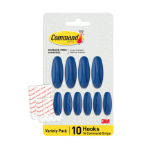 Command Mixed Designer Hook Pack Arctic Freeze 10 Hooks 16 Strips Colorful Hooks for Hanging Great for Back to School Dorm Room Decorations