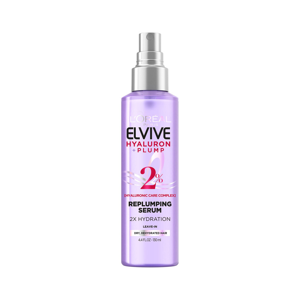 L’oréal Paris L'oreal Paris Elvive Hyaluron Plump Moisture Plump Hair Serum For Dehydrated Dry Hair With Hyaluronic Acid Care Complex Paraben-Free 4.4 Fl Oz