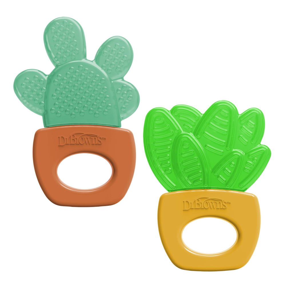 Photos - Bottle Teat / Pacifier Dr.Browns Dr. Brown's AquaCool Water-Filled Teether Cooling Baby Teether Toy for Sore Gums Green Cactus BPA Free 3m+ 2 Pack TE031
