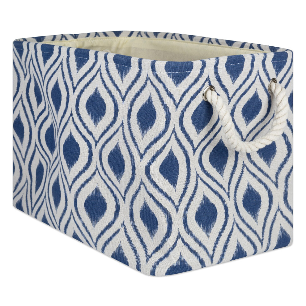 DII Polyester Container with Handles Ikat Storage Bin Large French Blue