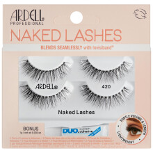 Ardell Naked Lashes 420 - Natural Volume & Lightweight Black Strip Lashes with DUO Lash Glue Undetectable Lash Enhancement 2-Packs