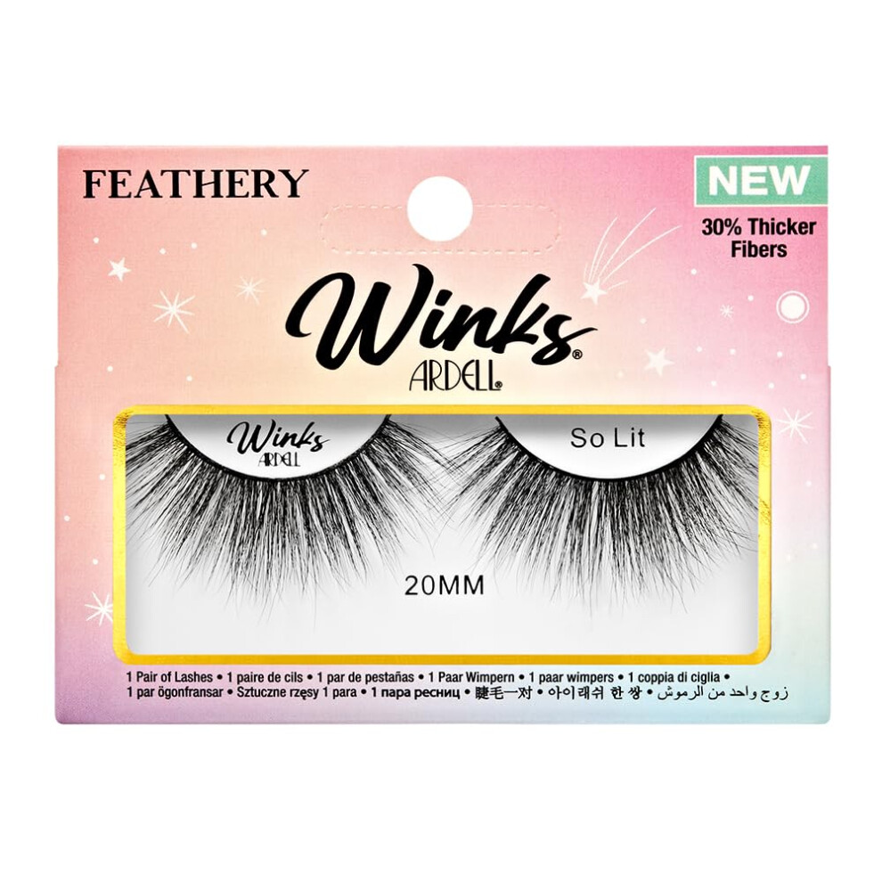Ardell Winks So Lit Lashes  Full Volume 20mm Length  Dramatic Black Band  Luxe Look for Nighttime  False Eyelashes for Full Glam