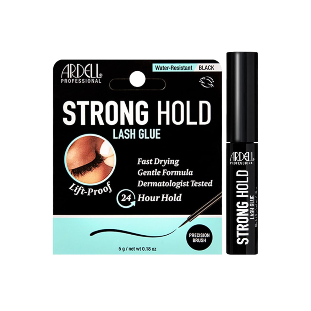 Ardell Black Strong Hold Lash Glue - Professional Waterproof Lash Adhesive For Strip Lashes With Precision Brush Fast-Drying 24-Hour Lift-Proof
