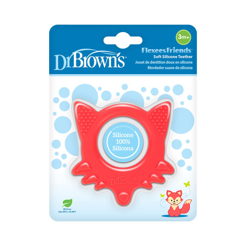 Dr. Browns Flexees Friends Orange Fox Soft 100% Silicone Baby Teether BPA gratis 3M 1