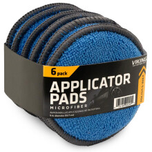 VIKING Microfiber Car and Tire Wax Applicator Pads and Cleaning Pads - Blue/Grey  5 in. Diameter  6 Pack