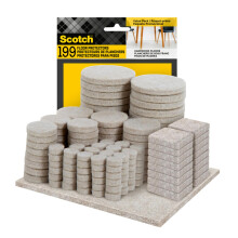 Scotch Filz Pads 199 PCs Beige Filzmbel Pads zum Schutz von Hartholzbden rund umsortierte Gren Value Pack Self-Stick-Design Schutz vor Nicks