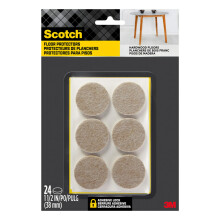 Scotch Filzpads Filzbden zum Schutz von Hartholzbden rund 1,5 Zoll Durchmesser beige 24 Pads