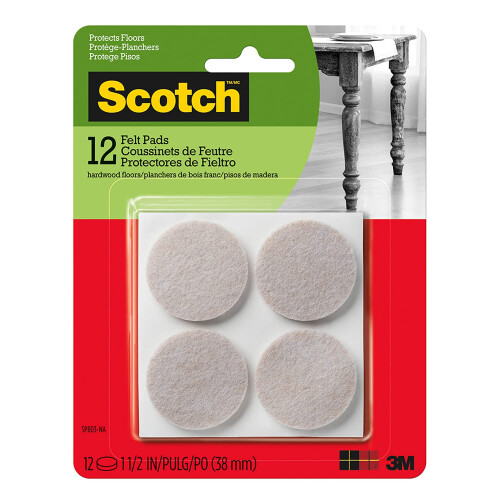 Scotch Almofadas de feltro escocs 12 PCS Almofadas de feltro bege para mveis para proteo de pisos de madeira 1,5 """" polegadas redondas Design autoad