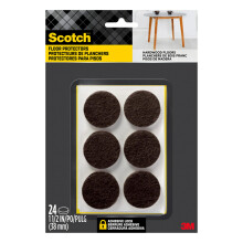 Scotch Filzpads Filzblocketten zum Schutz von Holzbden rund braun 1,5-in-Durchmesser 24 Pads