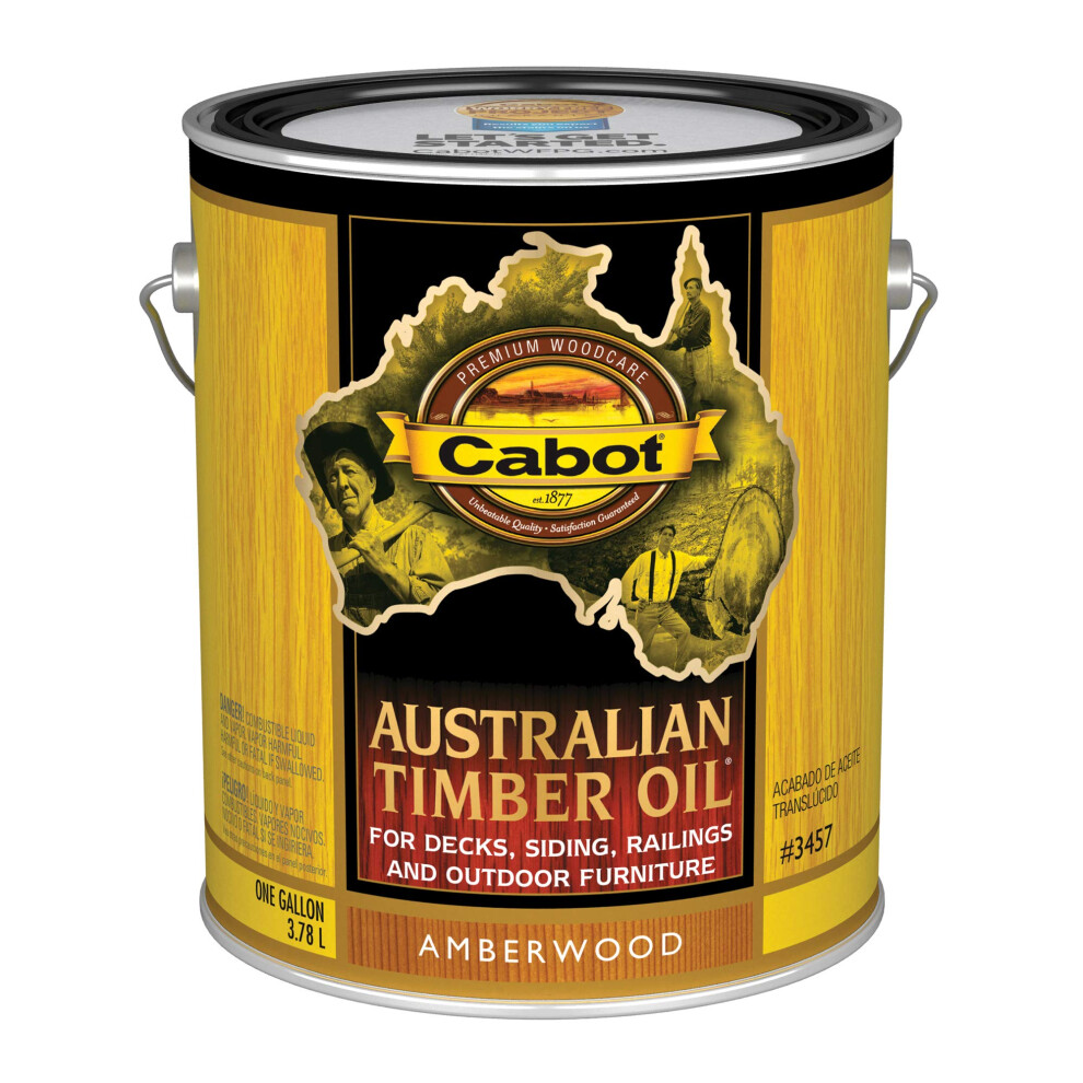 Cabot Australian Timber Oil Wood Stain And Protector Amberwood 1 Gallon 080351134579