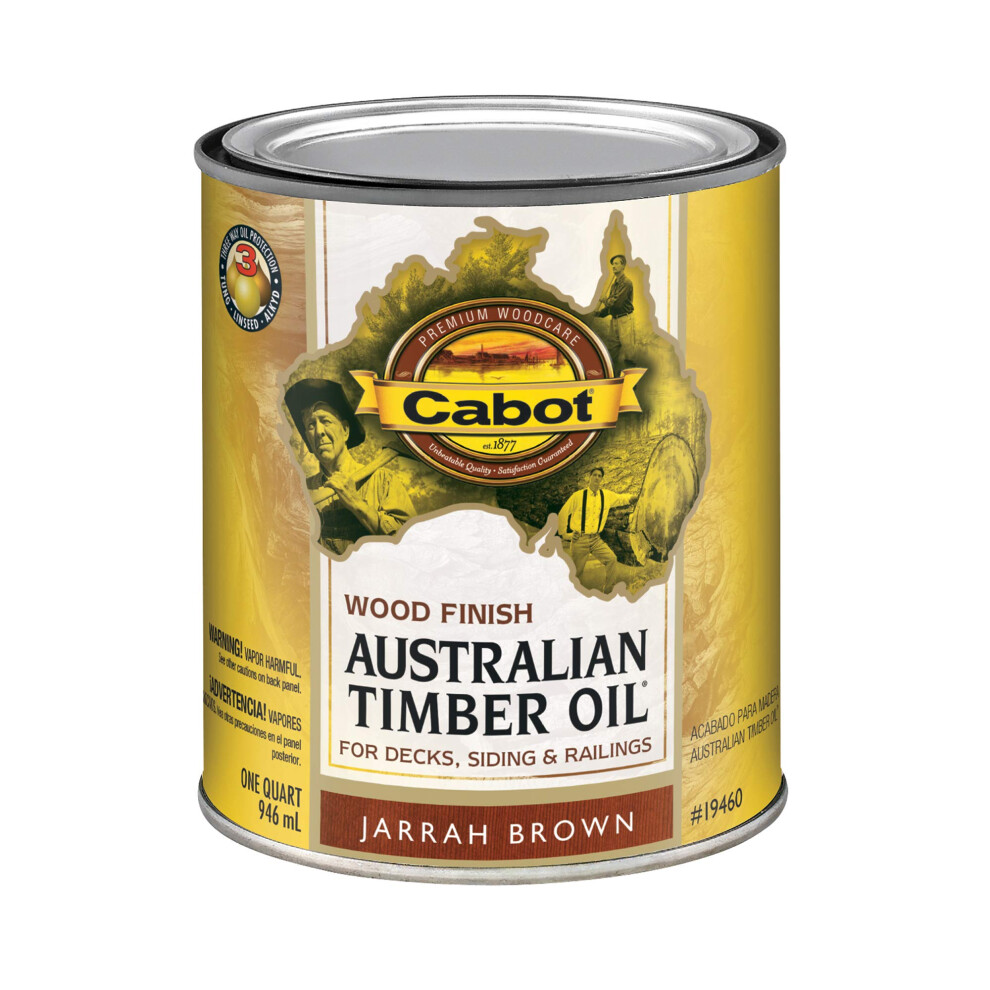 Cabot 140.0019460.005 Australian Timber Oil Water Reducible Stain 1 Quart Jarrah Brown 080351510113