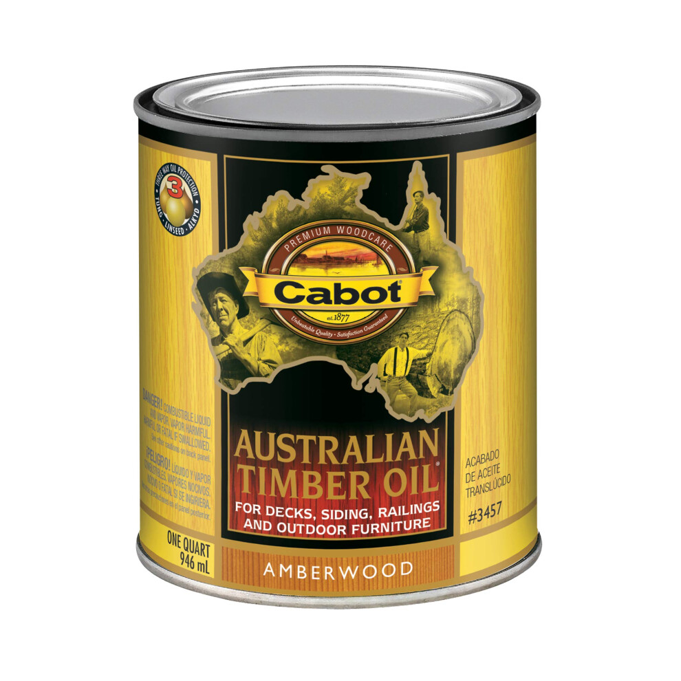 Cabot Australian Timber Oil Wood Stain And Protector Amberwood 1 Quart 080351434570