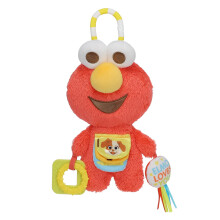 KIDS PREFERRED Sesame Street Elmo Activity Toy with Teething Rings Crinkle Sounds and On The Go Clip for Babies and Infants