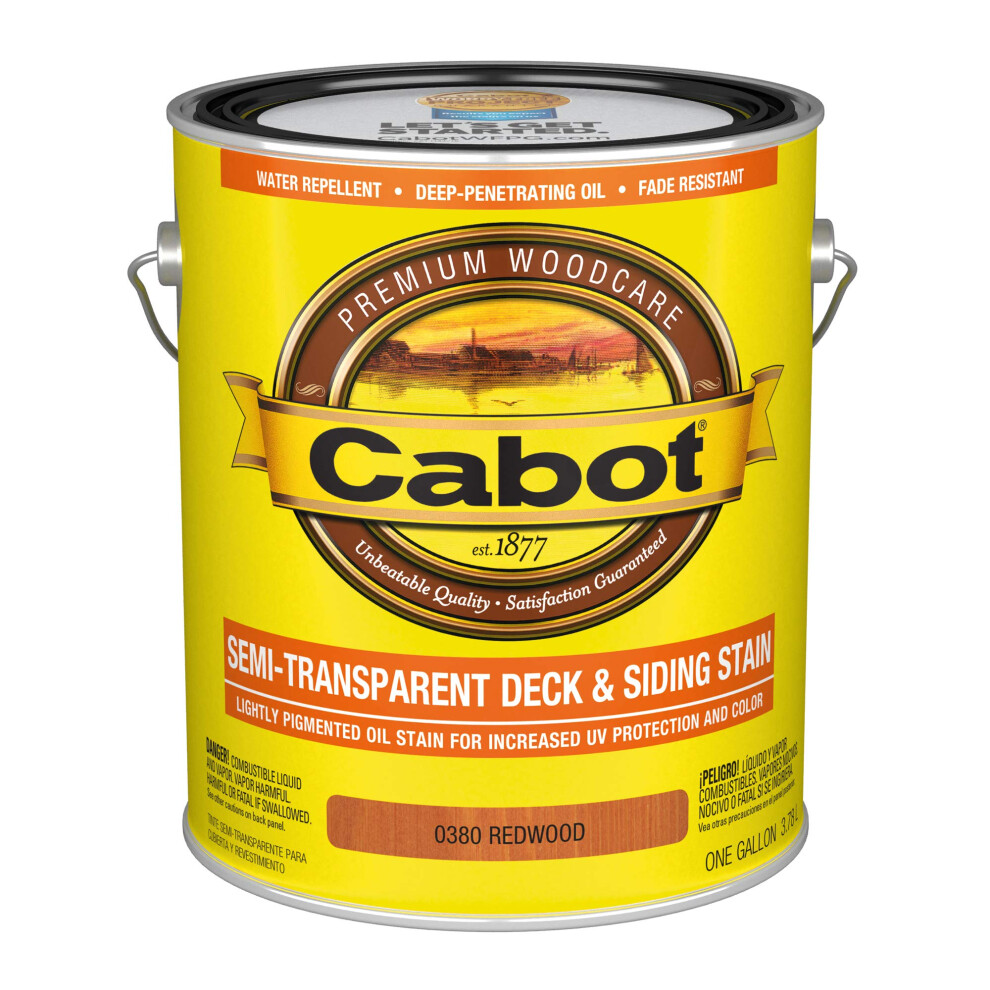 Cabot Semi-Transparent Wood Stain + Sealer Redwood Gallon 080351810572