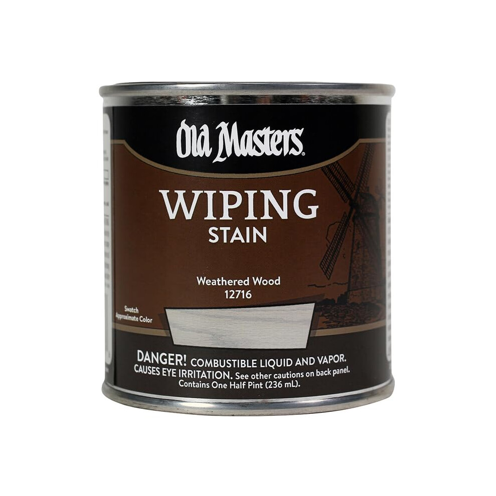 Old Masters 12716 Semi-Transparent Oil-Based Wiping Stain 0.5 Pint Weathered Wood 086348127166