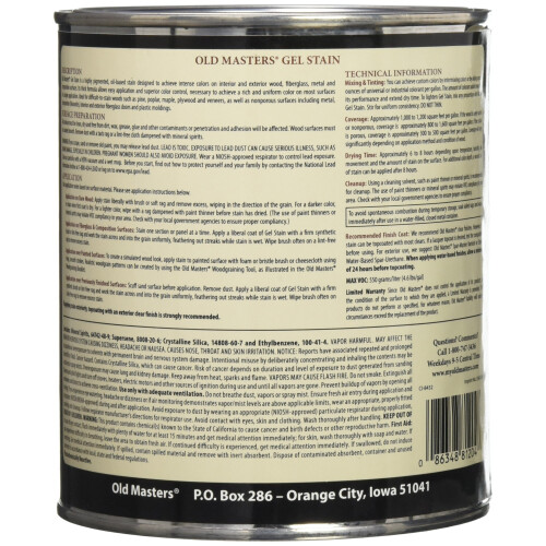 Old Masters 4 pacotes de 1 qt 81204 Maple Oil-Based Gel Stain 1