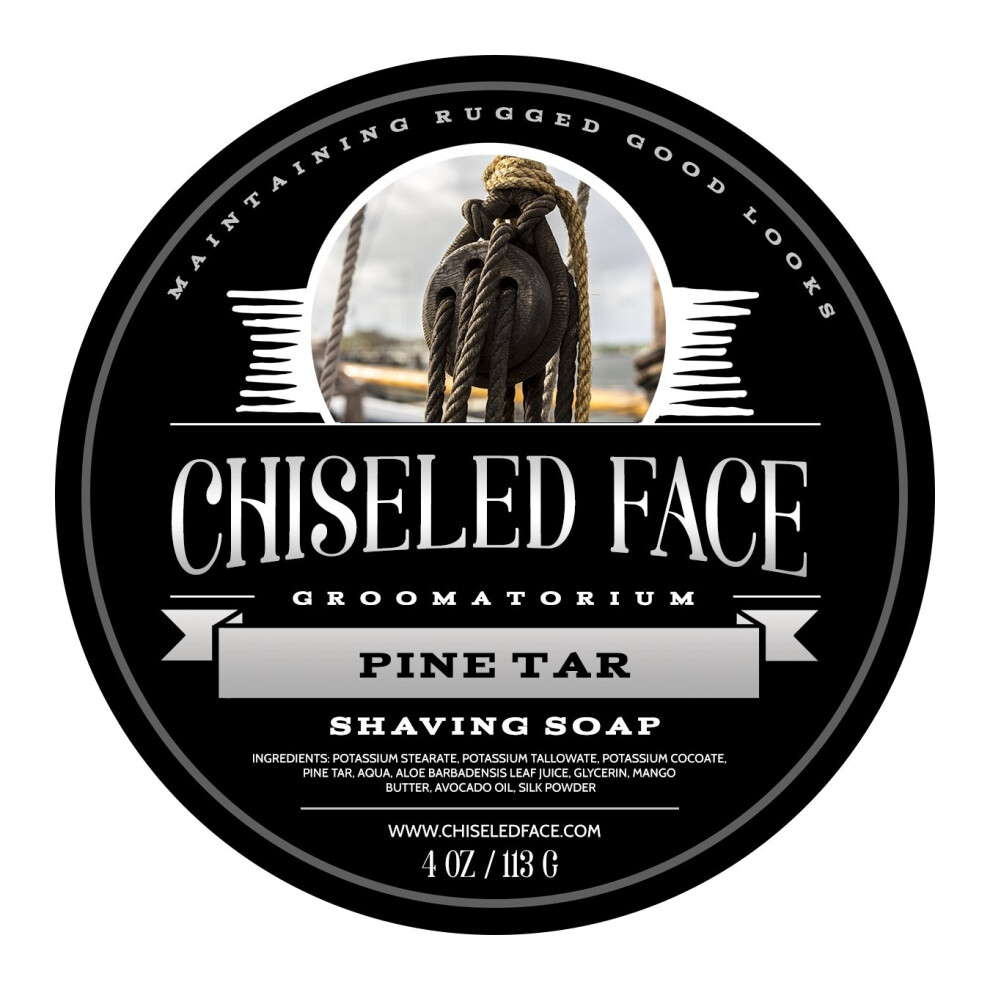 Chiseled Face Grooma Pine Tar Handmade Luxury Shaving Soap By Chiseled Face - Rich Thick Lather - Smooth Comfortable Shaves - Tallow-Based Soap - Made In The Usa