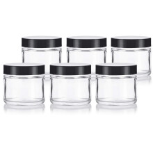 Juvitus 2 oz / 60 ml borcan cu geamuri drepte cu capac cu capace negre (6 pachet) Dovada mirosului etan?