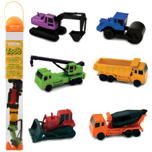 Safari Ltd. Bouwvoertuigen TOOB - Beeldjes van graafmachine Kipper Cementmixer Kraan Wals en voorlader - Zandbakspeelgoedfiguren voor jongens, me