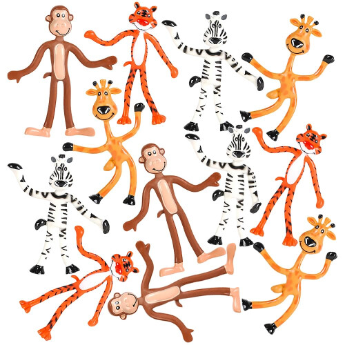 Rhode Island Novelty 4"""""""" Bendable Zoo Animals | 12 Per Order