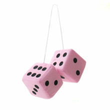 Pink Fuzzy Hanging Terning - H?ngende plys bilterninger til Bunco festartikler eller kasinobegivenheder - Fluffy 3"""" firkantede lyser?de terninge