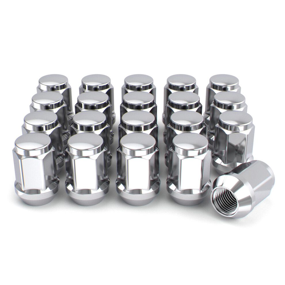 Knight M12x1.50 Solid Piece Bulge Acorn Lug Nuts (No Cap) For Select Aftermarket & Factory Wheels Ez To Install Durable Carbon Steel Sty White 097984913280